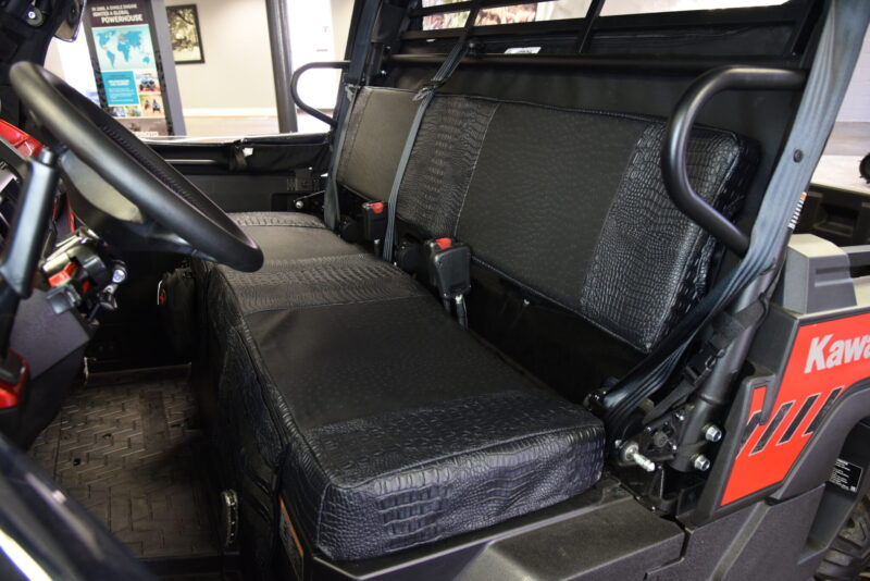 2020 Kawasaki Mule Pro covers in Black Ostrich and Midnight Croc simulated leather