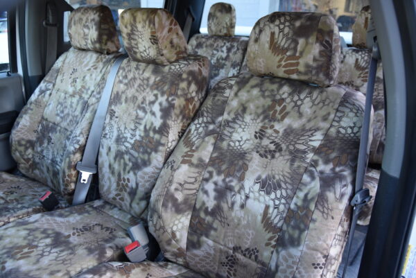 2019 Ford F-250 front seat covers in Kryptek Highlander camouflage