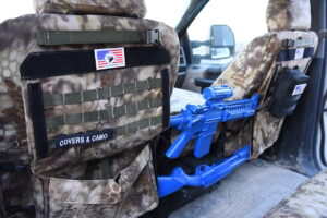 2019 Ford F-250 tactical MOLLE seat back organizer in Kryptek Highlander camouflage