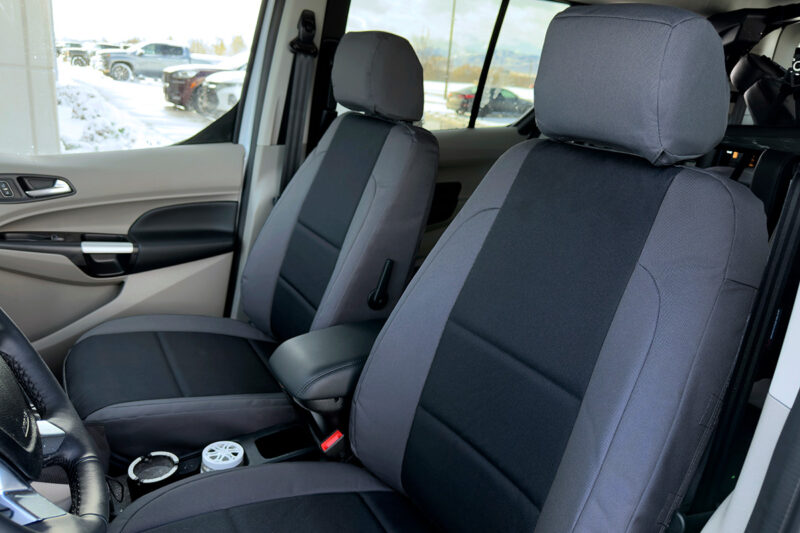 2022 Ford Transit Connect Black Dura EZ-Care D01 inserts with Charcoal Dura EZ-Care D26 trim front seats