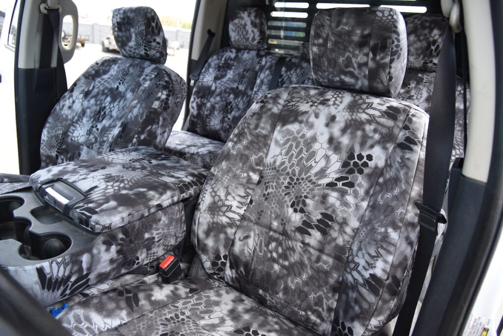 2017 RAM 3500 seat covers in Kryptek Raid camouflage