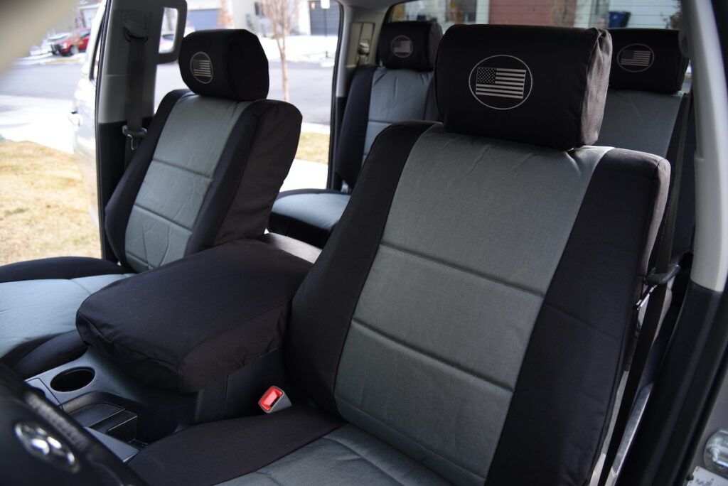 2012 Toyota Tundra seat covers in Charcoal HD1000 and Black HD1000