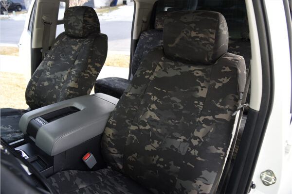 2020 Toyota Tundra front seats with MultiCam Black canvas seat covers