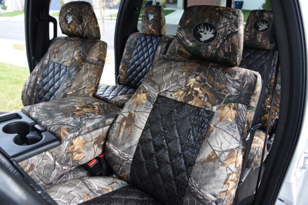2011 Ford F350 Seat Covers with Ebony Croc Diamond Realtree Xtra | Camo Seat Covers