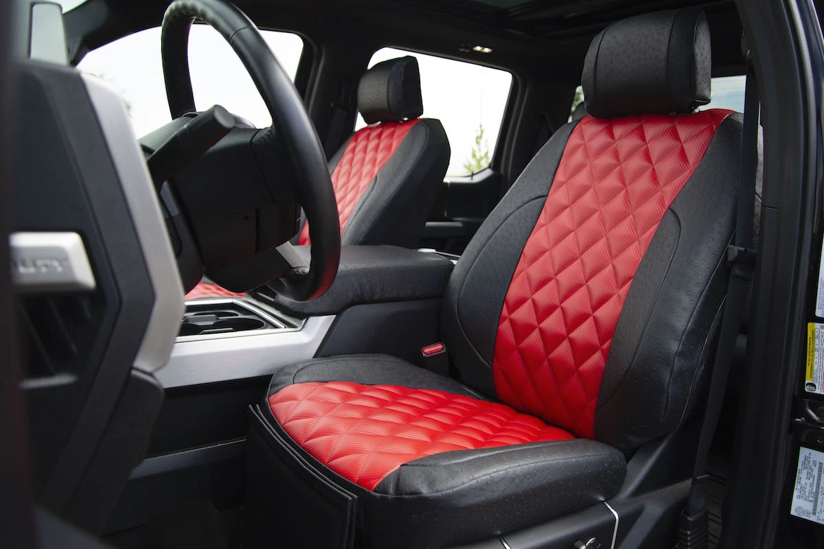 2018 Ford F350 Red Carbon Fiber Diamond Black Ostrich