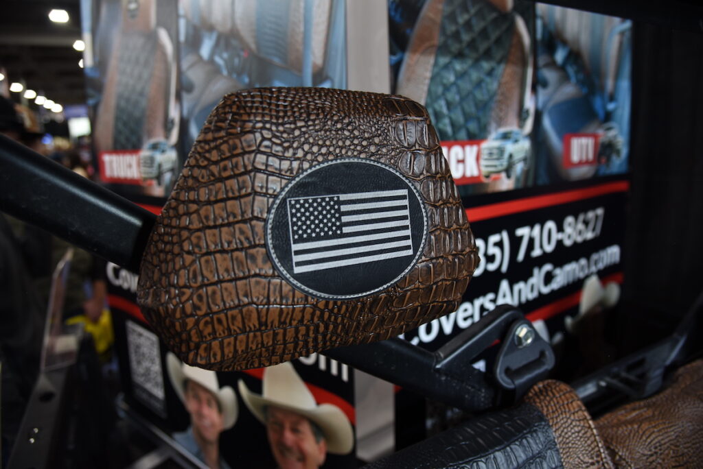 2025 CFMOTO UFORCE 1000 headrest with Java Croc trim and embroidered patch