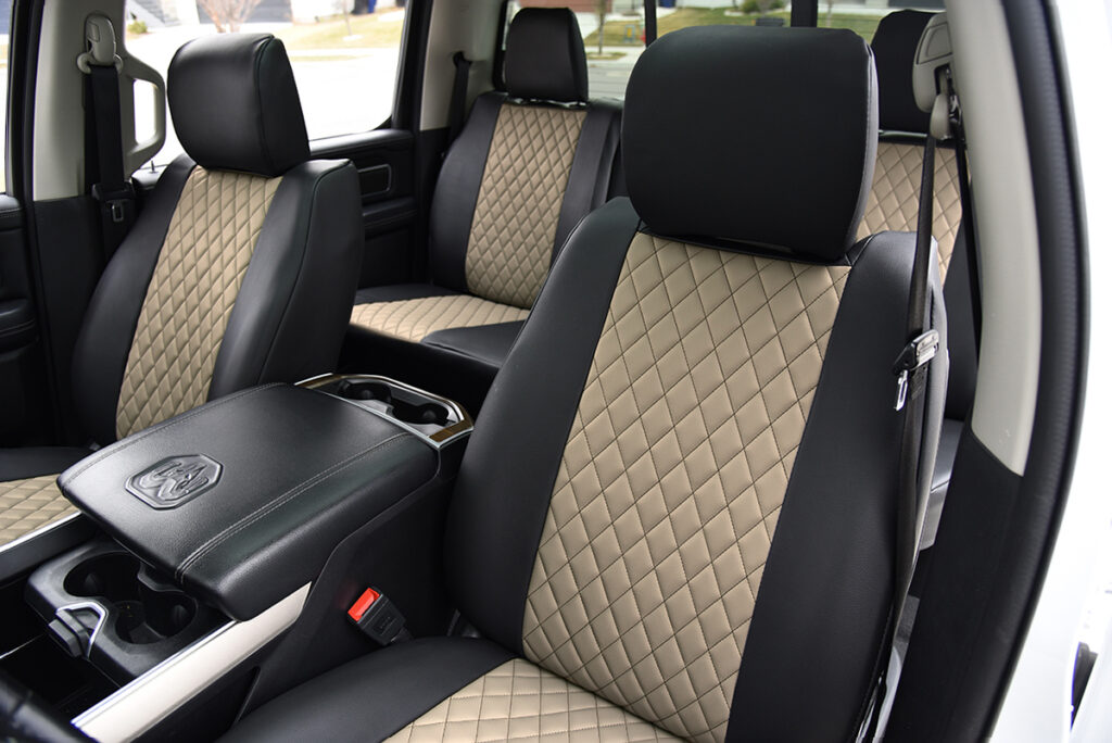 2022 RAM 1500 Sandstone Faux Leather Diamond Black Faux Leather | Covers and Camo