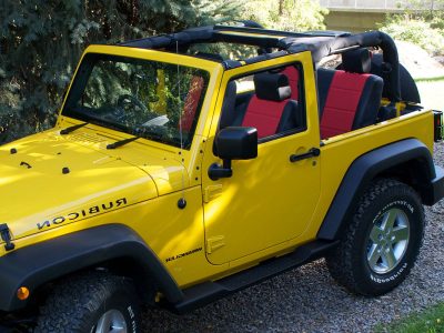 2008 Jeep Wrangler | Salsa Sof-Touch | Black Sof-Touch 2008 Jeep Wrangler Leatherette seat covers with Salsa Sof-Touch inserts and Black Sof-Touch trim