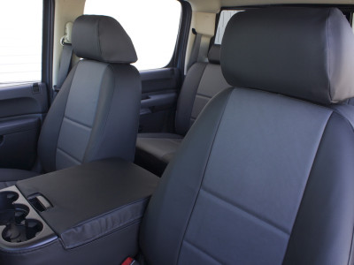 <b>
2011 Chevy Silverado 2500
</b>
<br>
Insert: Charcoal Sof-Touch S26 (Sim. Leather)
</br>Trim: Black Sof-Touch S01 (Sim. Leather)
</br>Product: Sim. Leather - Gold Series | Covers and Camo
