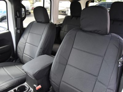 2019 Jeep Wrangler | Black Dura EZ-Care 2019 Jeep Wrangler front Heavy Duty Canvas seat covers in Black Dura EZ-Care