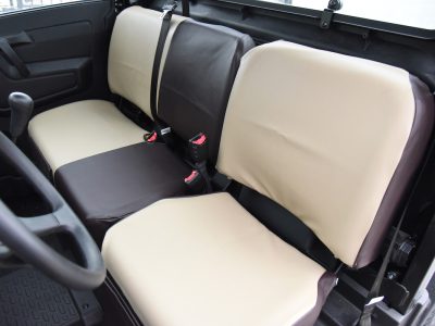 2019 John Deere Gator | Sandstone SofTouch | Brown SofTouch 2019 John Deere Gator seat covers with Sandstone SofTouch inserts and Brown SoftTouch trim