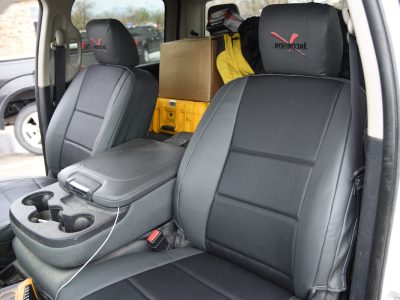 2015 RAM 3500 | Black Sof-Touch | Charcoal Sof-Touch 2015 RAM 3500 Leatherette Seat Covers in Black Sof-Touch and Charcoal Sof-Touch