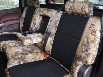 <b>
2017 Chevy Silverado 3500
</b>
<br>
Insert: Black Perforated Sof-Touch L01 (Sim. Leather)
</br>Trim: Kryptek® Highlander™ C70 (Canvas)
<br> Product: Camo - Gold Series </br> | Covers and Camo