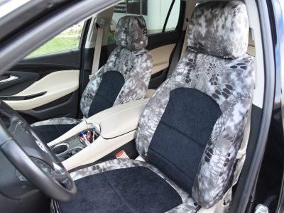 2019 Buick Envision front Kryptek Raid seat covers with Black Tuff Suede inserts