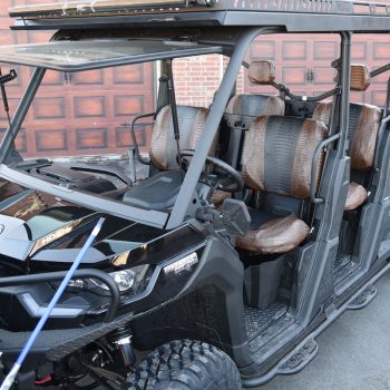 2021 Can-Am Defender | Midnight Croc | Java Croc 2021 Can-Am Defender UTV exotic seat covers with Midnight Croc inserts and Java Croc trim on front and rear seats