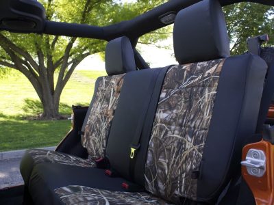 2011 Jeep Wrangler | Realtree Max-4 HD | Black Sof-Touch 2011 Jeep Wrangler rear Realtree Max-4 HD seat covers with Black Sof-Touch trim