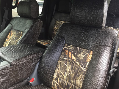 <b>
2014 Ford F150
</b>
<br>
Insert: Realtree® Max-4 HD® C64 (Canvas)
</br>Trim: Ebony Croc E40 (Sim. Leather)
<br>Product: Camo - Gold Series </br> | Covers and Camo