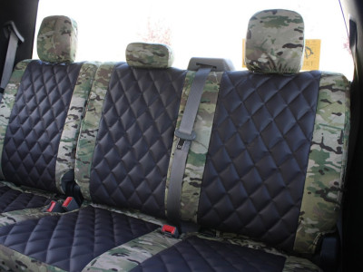<b>
2019 Ford F250
</b>
<br>
Insert: Brown Sof-Touch S04 Diamond (Sim. Leather)
</br>Trim: MultiCam Original C79 (Canvas)
<br>Product: Camo - Gold Series </br> | Covers and Camo