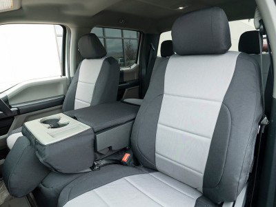 <b>
2022 Ford F-250
</b>
<br>
Insert: Silver Gray Dura EZ-Care D13 (Canvas)
</br>Trim: Black Dura EZ-Care D01 (Canvas)
<br> Product: Canvas - Gold Series </br> Heavy Duty Canvas Seat Covers