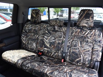 2019 Chevy Silverado 1500 | Realtree Max-5 2019 Chevy Silverado 1500 rear Realtree Max-5 seat covers with matching camo insert and trim