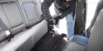 2014 Hyundai Tucson rear seat removal tutorial for Leatherette Seat Covers installation