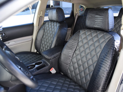 <b>
2013 Nissan Rogue
</b>
<br>
Insert: Charcoal Sof-Touch S26 Diamond (Sim. Leather)
</br>Trim: Midnight Croc E43 (Sim. Leather)
</br>Product: Exotic - Gold Series | Covers and Camo