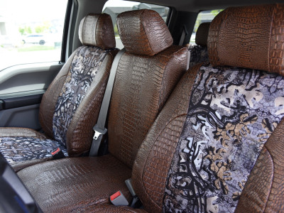 <b>
2019 Ford F-350
</b>
<br>
Insert: Goldberg Bone N Stone C74 (Canvas)
</br>Trim: Java Croc E42 (Sim. Leather)
<br> Product: Camo - Gold Series </br> Ford F-450 Seat Covers