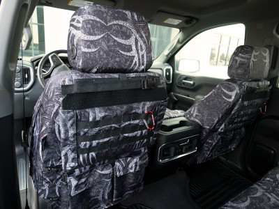 <b>
2021 Chevrolet Silverado 1500
</b>
<br>
Insert: Charcoal Gray Perforated SofTouch L26 (Sim. Leather) with Diamond Stitching
</br>Trim: Goldberg Jackhammer Black (C75)
<br> Product: Camo - Gold Series </br> | Covers and Camo