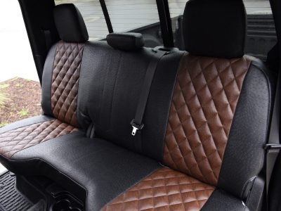 2022 RAM 2500 | Brown Ostrich Diamond | Black Ostrich 2022 RAM 2500 seat covers in Brown Ostrich Diamond and Black Ostrich material