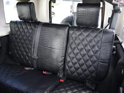 2008 Jeep Wrangler | Black Ostrich Diamond | Midnight Croc 2008 Jeep Wrangler rear Alligator seat covers with Black Ostrich Diamond inserts and Midnight Croc trim