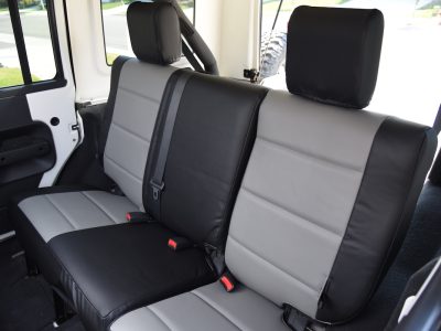 2010 Jeep Wrangler | Medium Gray Sof-Touch | Black Sof-Touch 2010 Jeep Wrangler rear Leatherette seat covers with Medium Gray Sof-Touch inserts and Black Sof-Touch trim
