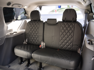 <b>
2019 Toyota Sienna
</b>
<br>
Insert: Charcoal Sof-Touch S26 Diamond (Sim. Leather)
</br>Trim: Charcoal Sof-Touch S26 (Sim. Leather)
<br> Product: Sim. Leather - Gold Series </br> | Covers and Camo