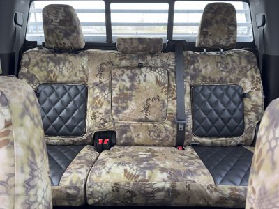 2023 Chevy Silverado 1500 | Black Sof-Touch Diamond | Kryptek Highlander 2023 Chevy Silverado 1500 rear Kryptek Highlander seat covers with Black Sof-Touch Diamond inserts