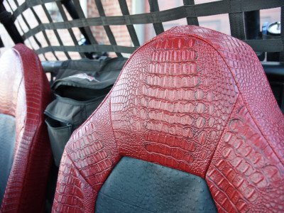 <b>
2015 Polaris RZR
</b>
<br>
Insert: Black Ostrich E01 (Sim. Leather)
</br>Trim: Flame Croc E44 (Sim. Leather)
</br>Product: UTV | Covers and Camo