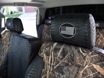 <b>2019 GMC Sierra 3500
</b><br>
Insert: Realtree Max-7 (Canvas)
</br>Trim: Midnight Croc (Sim. Leather)
<br>Product: Camo - Gold Series </br> | Covers and Camo