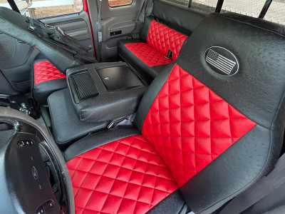 <b> 1996 Ford F-250 </b>
<br> Insert: Red Ostrich E11 Diamond (Sim. Leather)
</br> Trim: Black Ostrich
</br> Product: Exotic - Gold Series | Covers and Camo