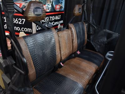 2025 CFMOTO UFORCE 1000 | Midnight Croc | Java Croc 2025 CFMOTO UFORCE 1000 front bench seats with Midnight Croc inserts and Java Croc trim