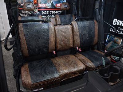 2025 CFMOTO UFORCE 1000 | Midnight Croc | Java Croc 2025 CFMOTO UFORCE 1000 rear bench seats with Midnight Croc inserts and Java Croc trim
