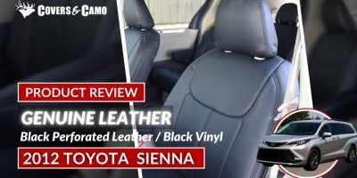 2012 Toyota Sienna seat covers in Black Perforated Leather with Black Vinyl trim