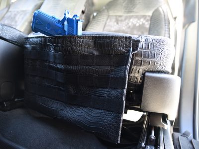 2025 GMC Sierra 3500 Kryptek Typhon seat back with Midnight Croc trim and MOLLE gun pocket