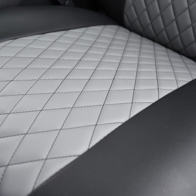 <b>
2022 RAM 1500
</b>
<br>
Insert: Light Gray Faux Leather Diamond Stitch
</br> Trim: Black Faux Leather
</br>Product: Faux Leather - Silver Series | Covers and Camo