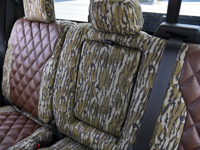<b>
2026 Ford F-350
</b>
<br>
Insert: Brown Ostrich Diamond Stitch
</br> Trim: Mossy Oak Bottomland
</br>Product: Camo - Gold Series | Covers and Camo